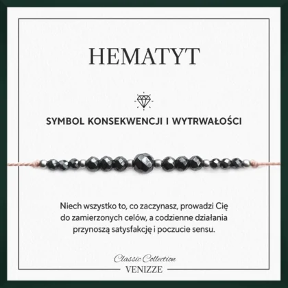Bransoletka z kamieni naturalnych hematyt
