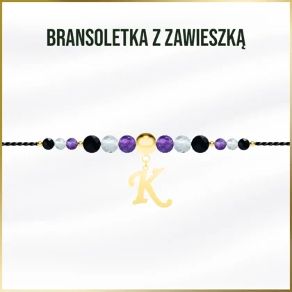 Bransoletka z kamieni naturalnych z zawieszką - biżuteria personalizowana