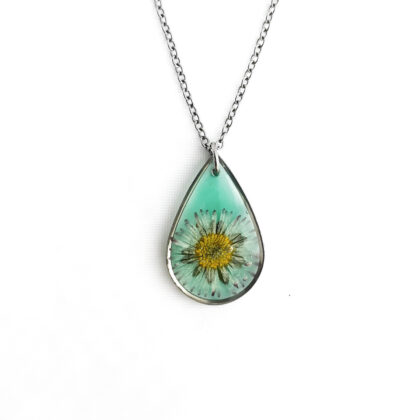 Naszyjnik kropla stokrotka w żywicy