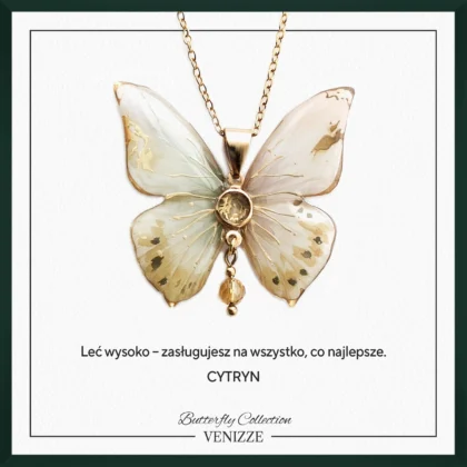 Naszyjnik motyl alba cream z cytrynem i cyrkonią