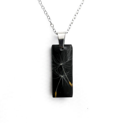 Naszyjnik prostokąt nasiona dmuchawca w żywicy