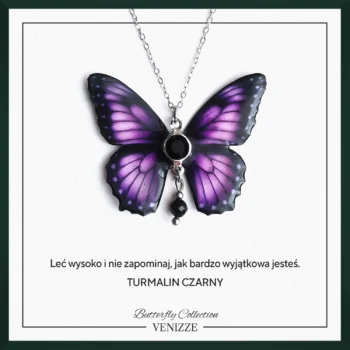 Naszyjnik motyl purple whisper z turmalinem i cyrkonią