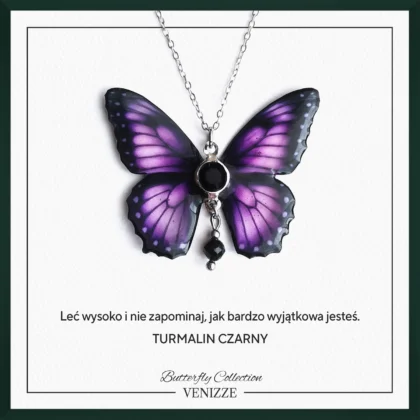 Naszyjnik motyl purple whisper z turmalinem i cyrkonią