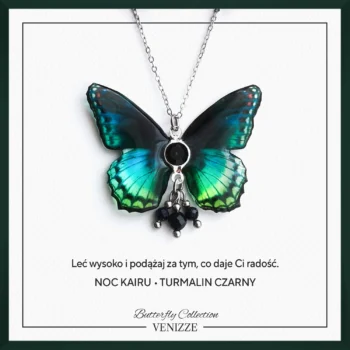 Naszyjnik motyl green mirage z nocą kairu turmalinem i cyrkonią