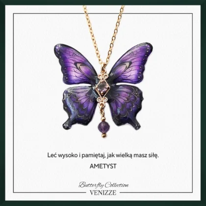 Naszyjnik motyl orchid wings z ametystem i cyrkonią