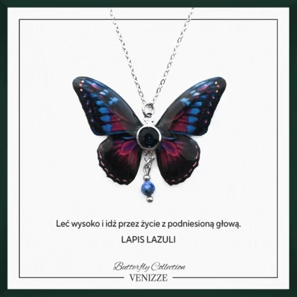 Naszyjnik motyl eclipse flutter z lapisem lazuli i cyrkonią