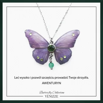 Naszyjnik motyl indigo ivy z awenturynem i cyrkonią