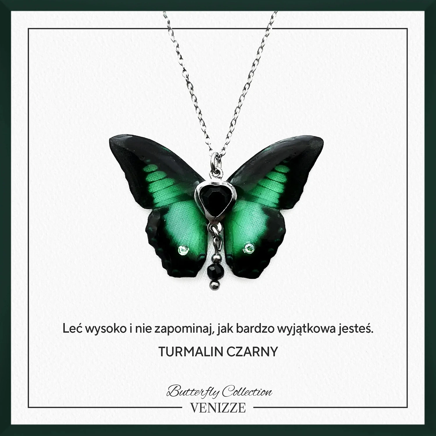 Naszyjnik motyl forest edge z turmalinem i cyrkoniami