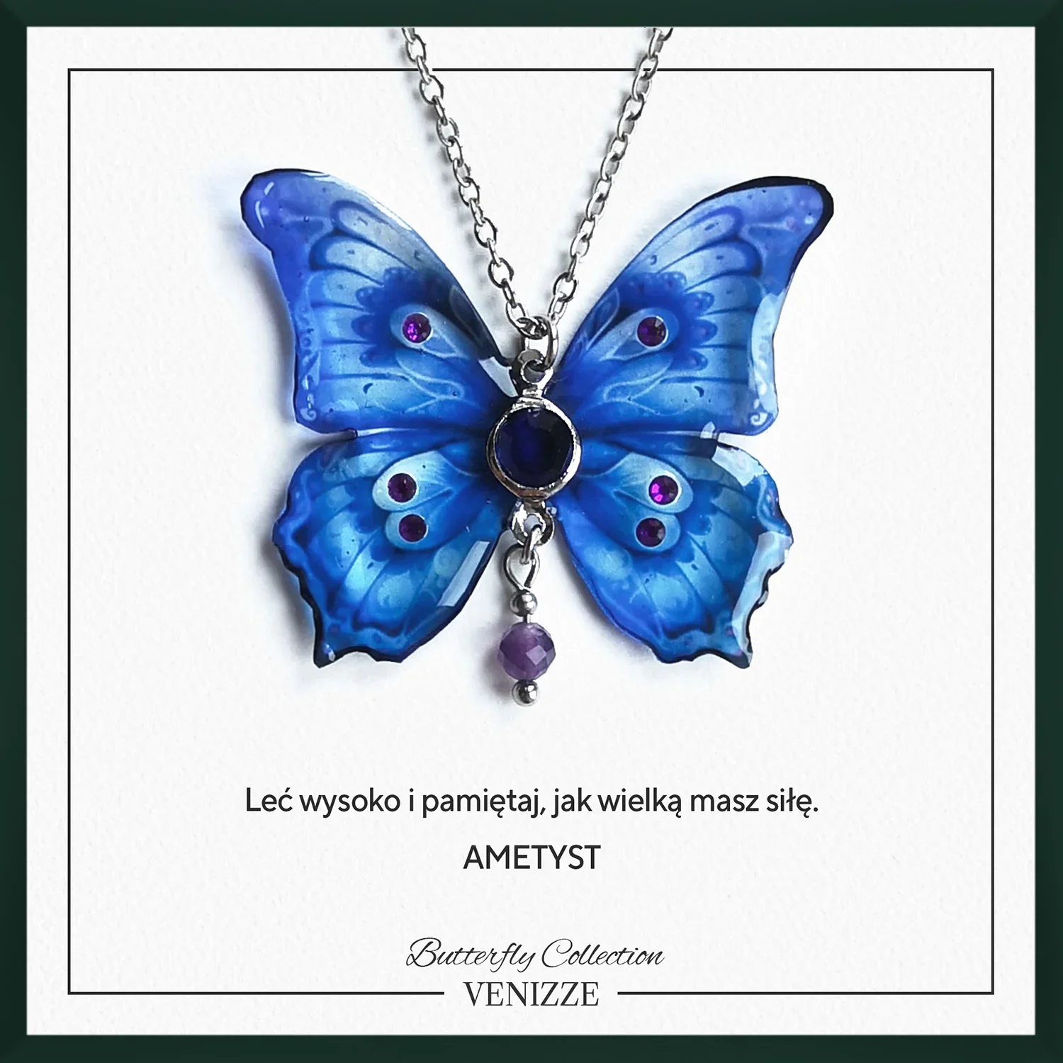 Naszyjnik motyl stormy soul z ametystem i cyrkoniami