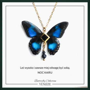 Naszyjnik motyl azure bloom z Nocą Kairu i cyrkonią