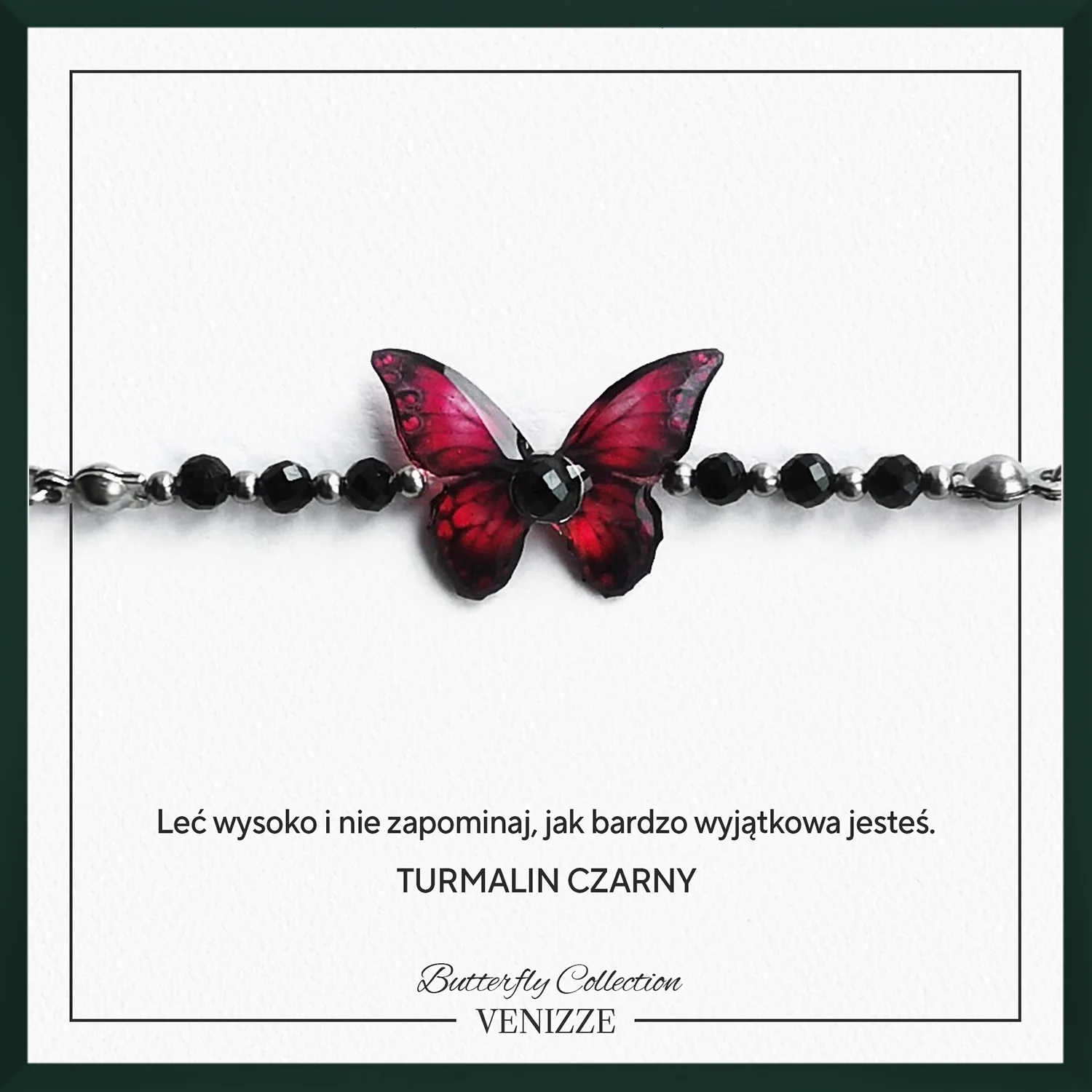 Bransoletka motyl red horizon z czarnym turmalinem