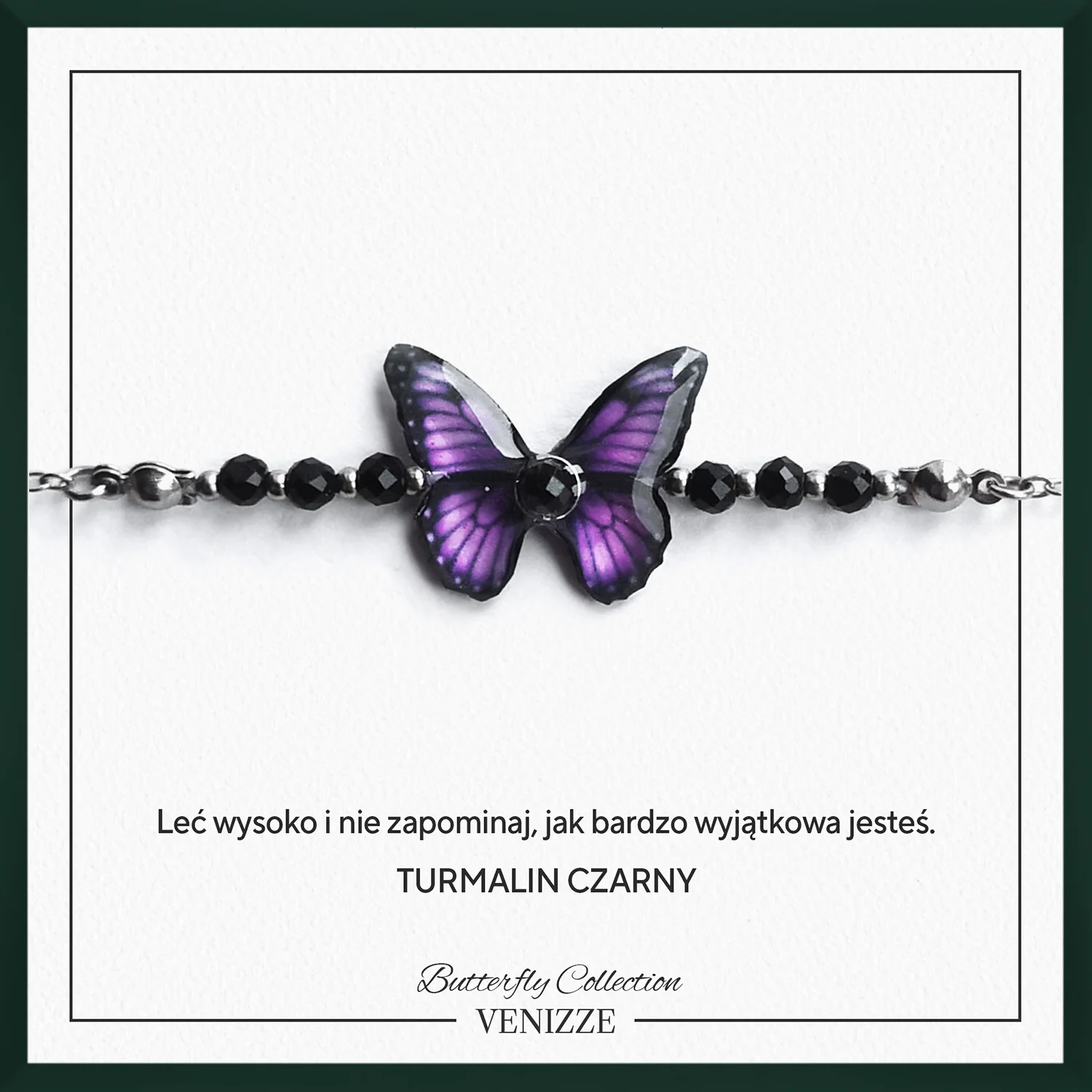 Bransoletka motyl purple whisper z czarnym turmalinem