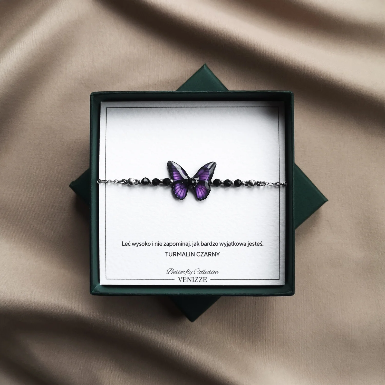 Bransoletka motyl purple whisper z czarnym turmalinem - obrazek 7