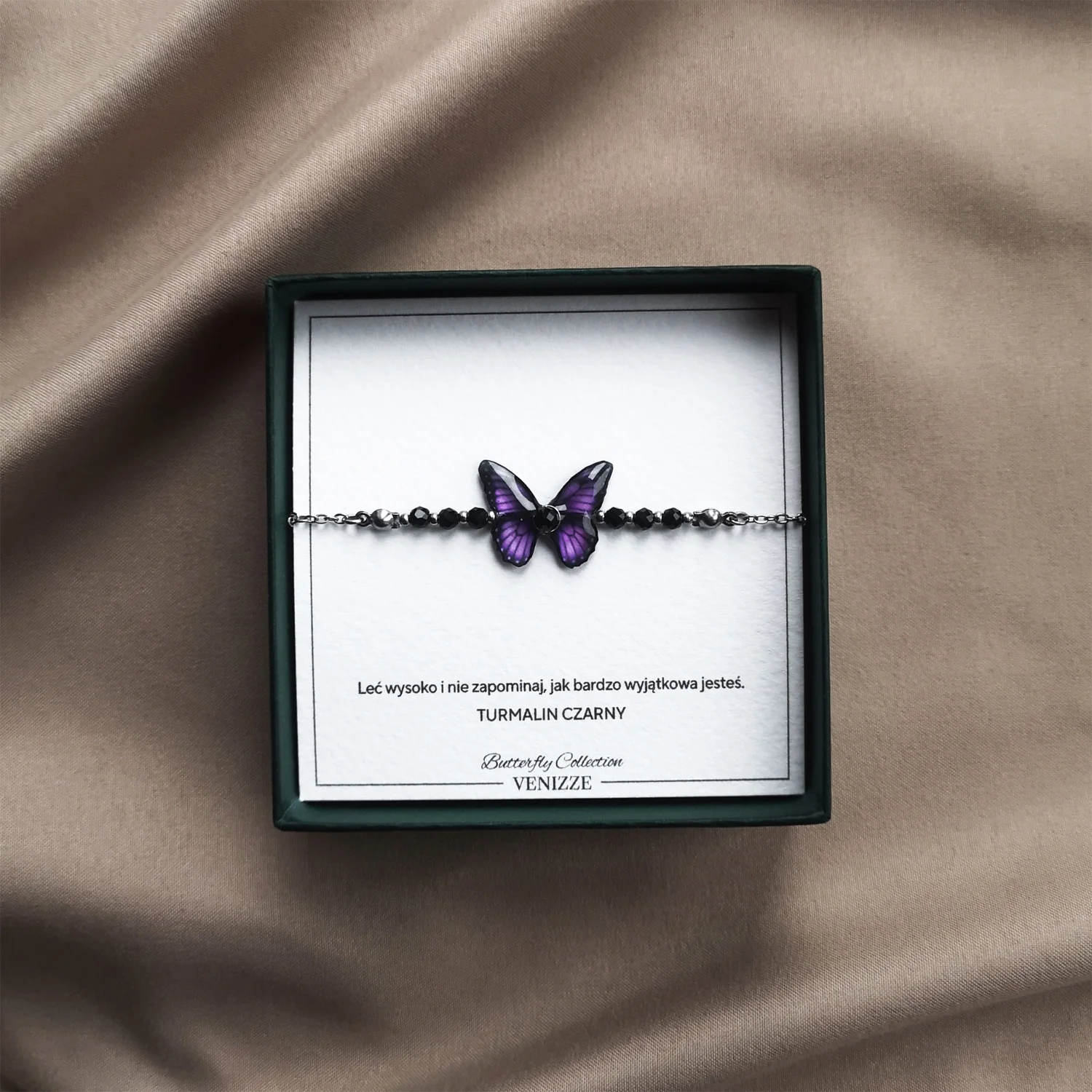 Bransoletka motyl purple whisper z czarnym turmalinem - obrazek 8