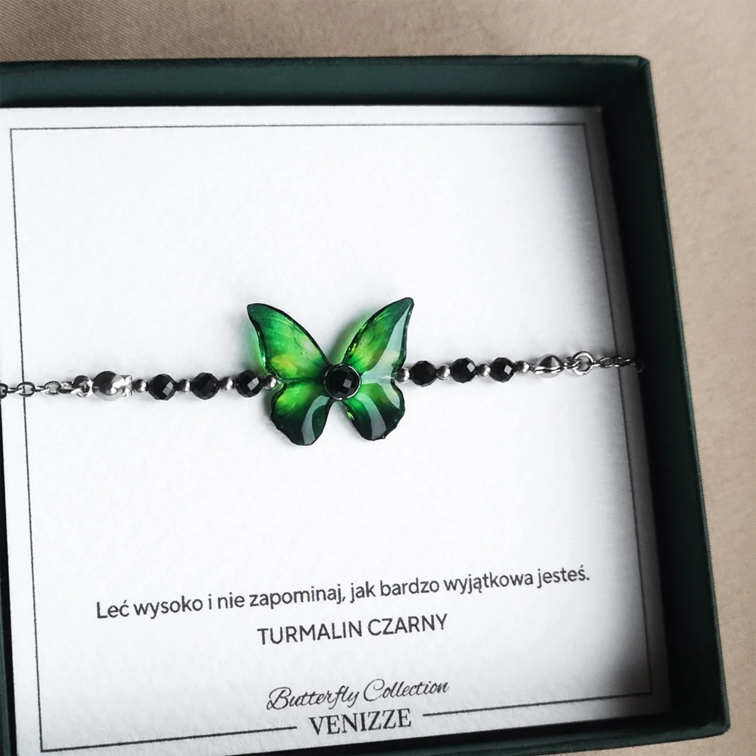 Bransoletka motyl jungle awakening z czarnym turmalinem - obrazek 6