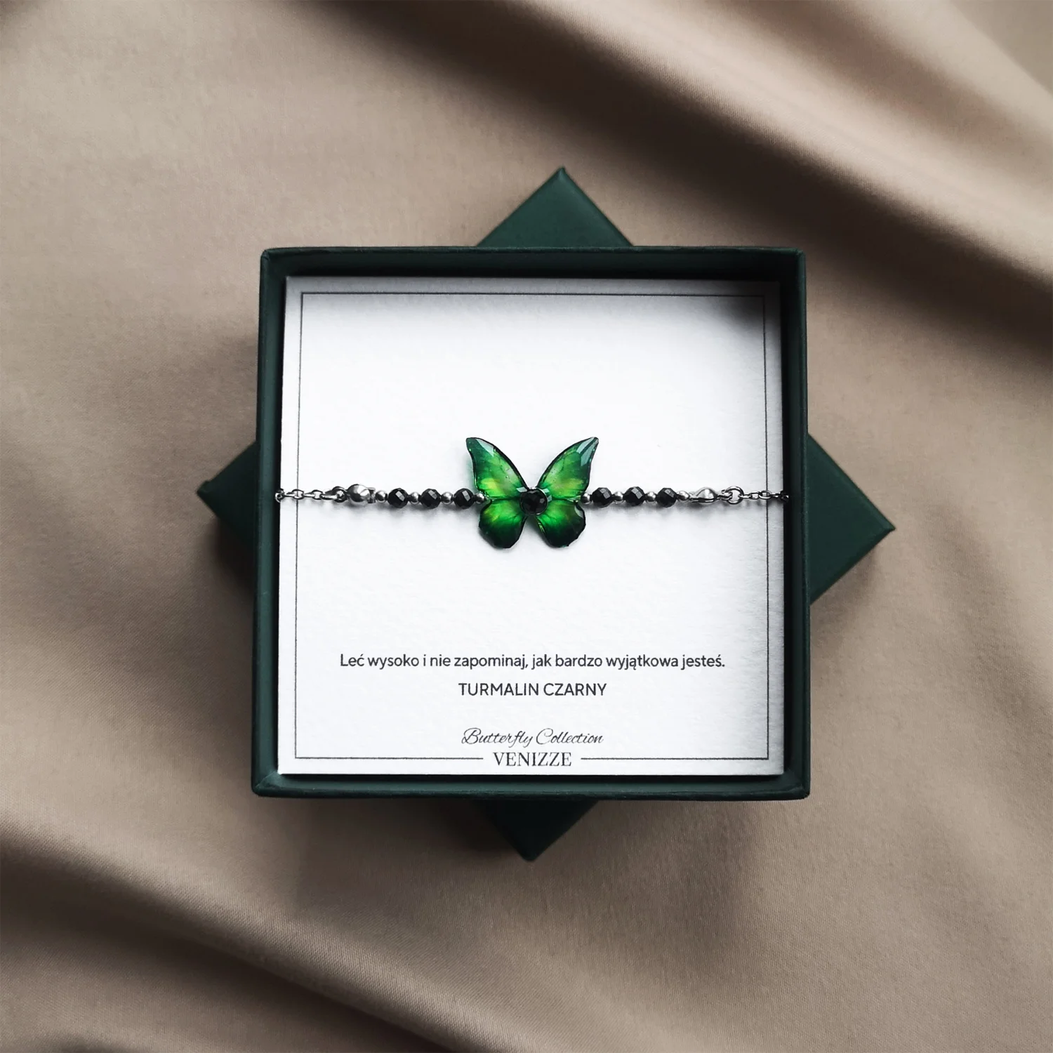Bransoletka motyl jungle awakening z czarnym turmalinem - obrazek 7