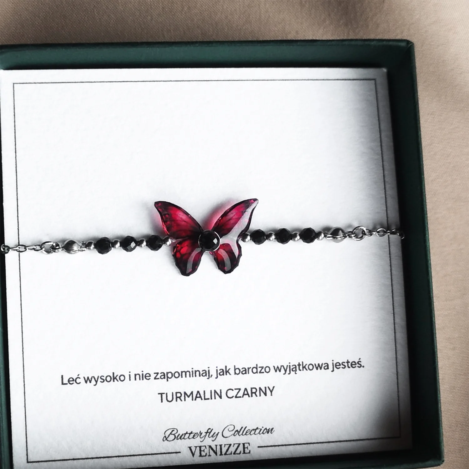 Bransoletka motyl red horizon z czarnym turmalinem - obrazek 6