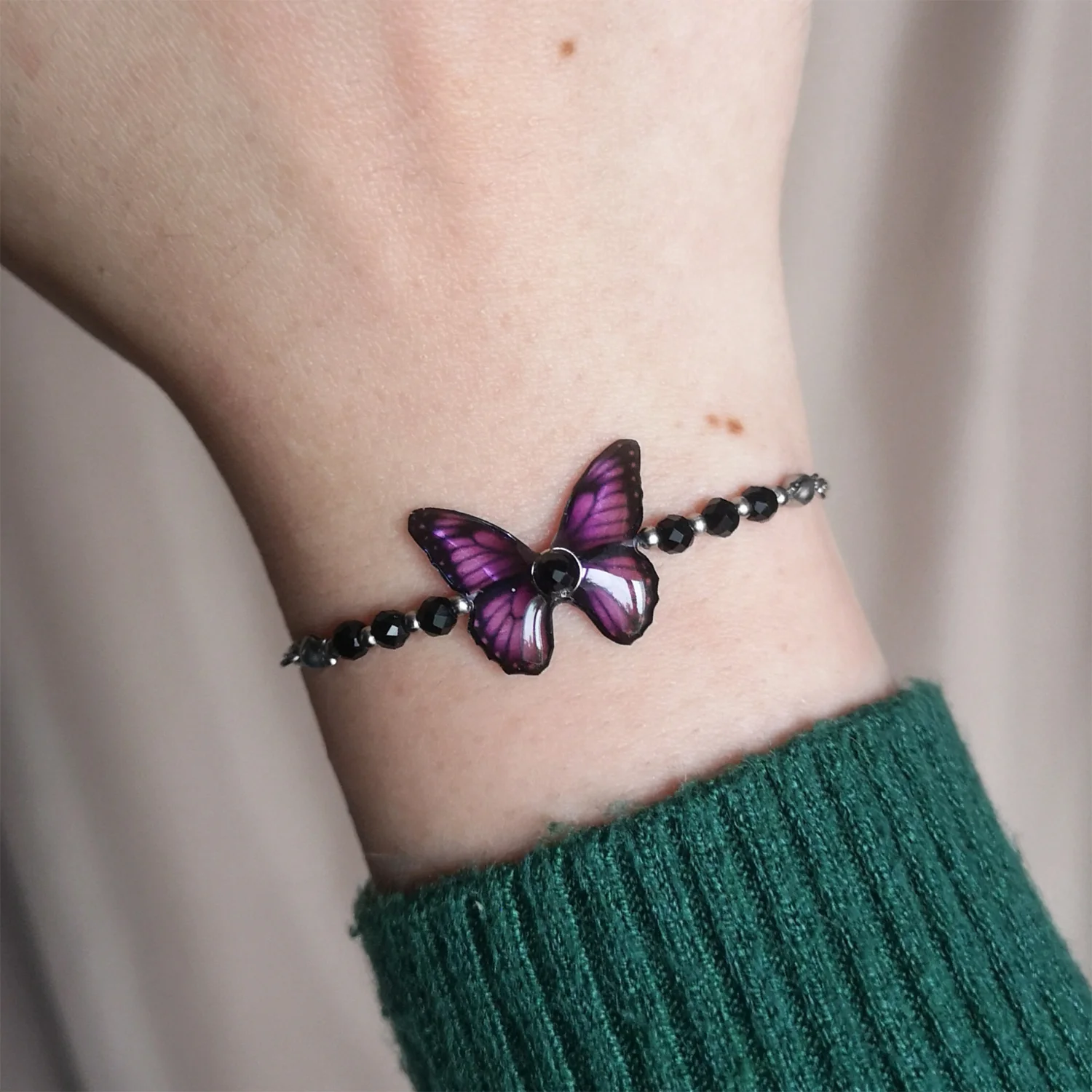 Bransoletka motyl purple whisper z czarnym turmalinem - obrazek 3