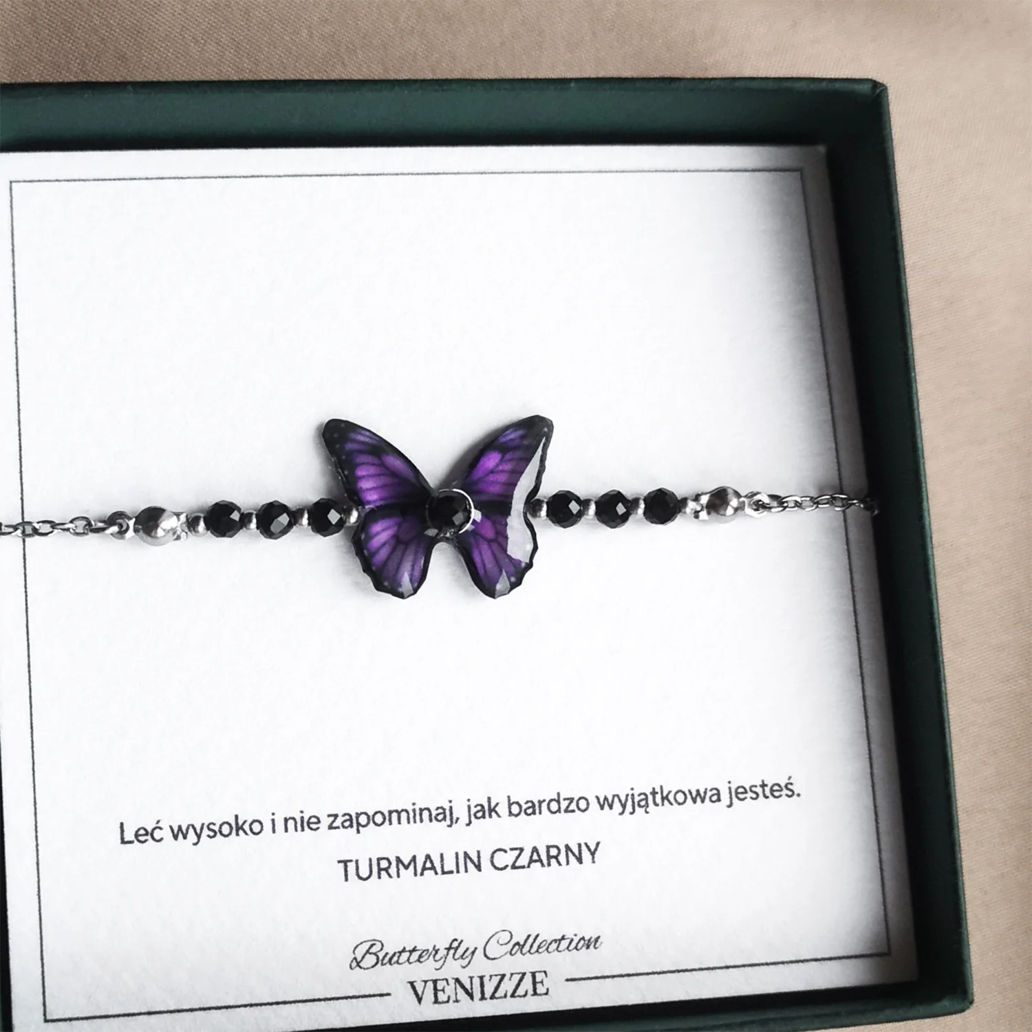 Bransoletka motyl purple whisper z czarnym turmalinem - obrazek 6