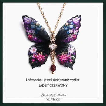 Naszyjnik motyl flower whisper z jadeitem i cyrkonią