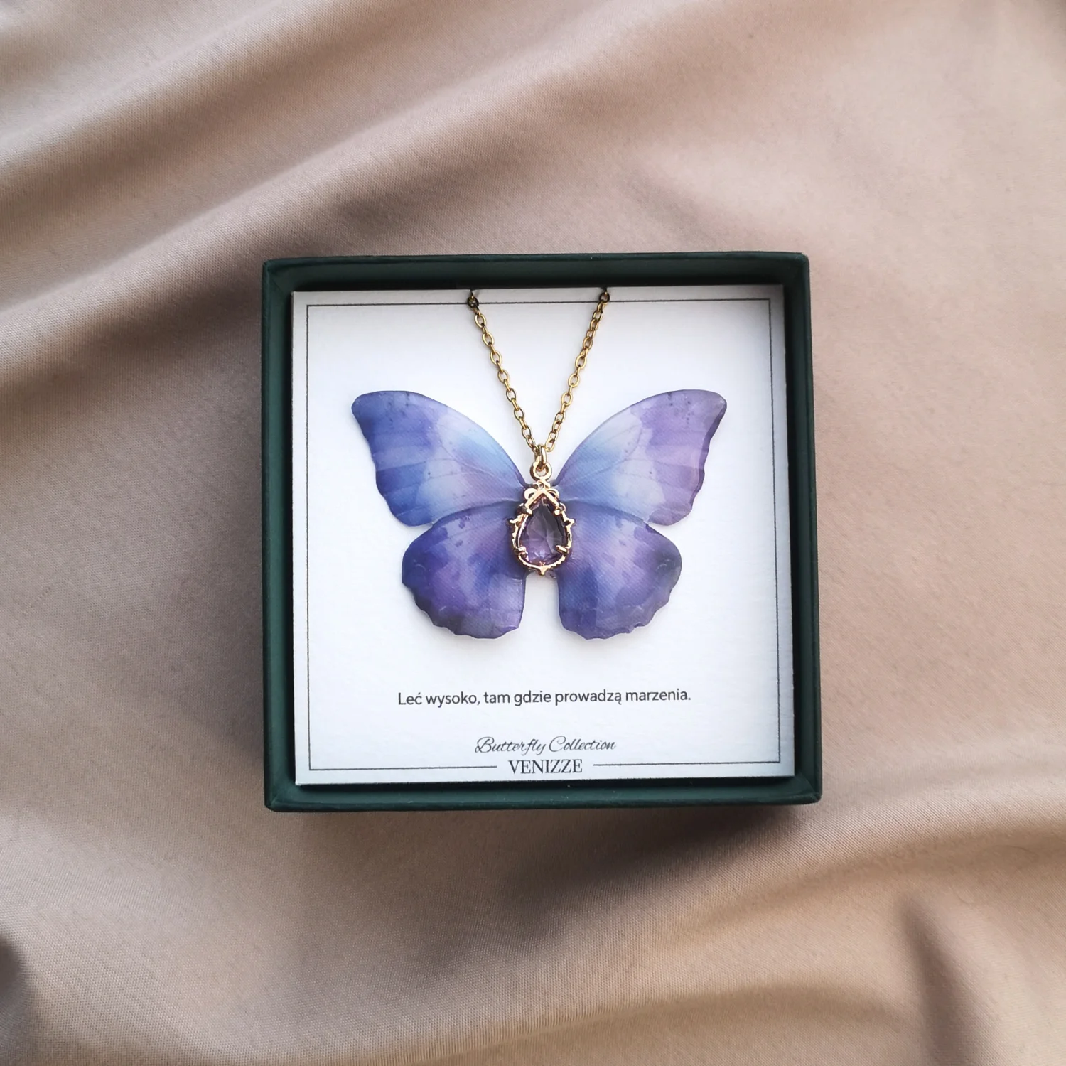 Naszyjnik motyl lilac bloom z cyrkonią - obrazek 6