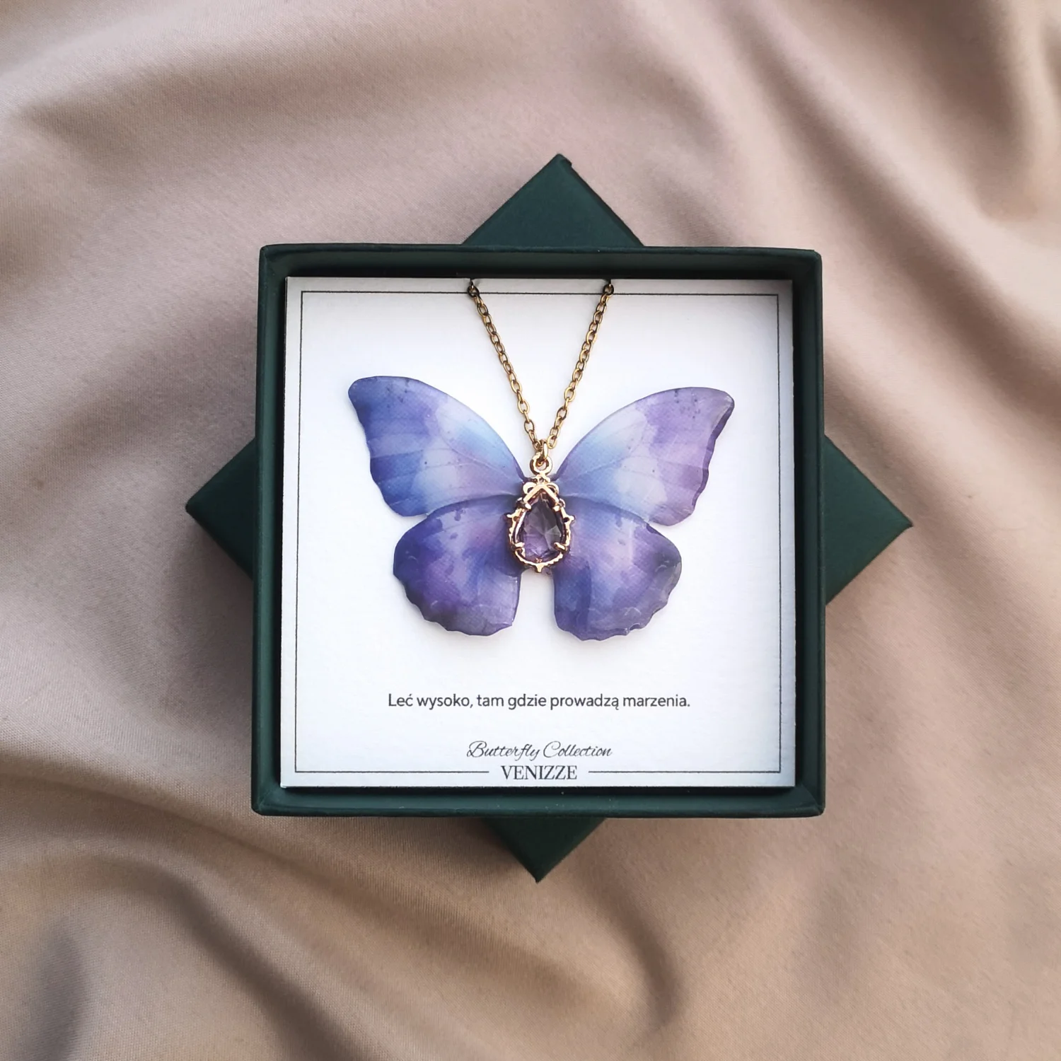 Naszyjnik motyl lilac bloom z cyrkonią - obrazek 5