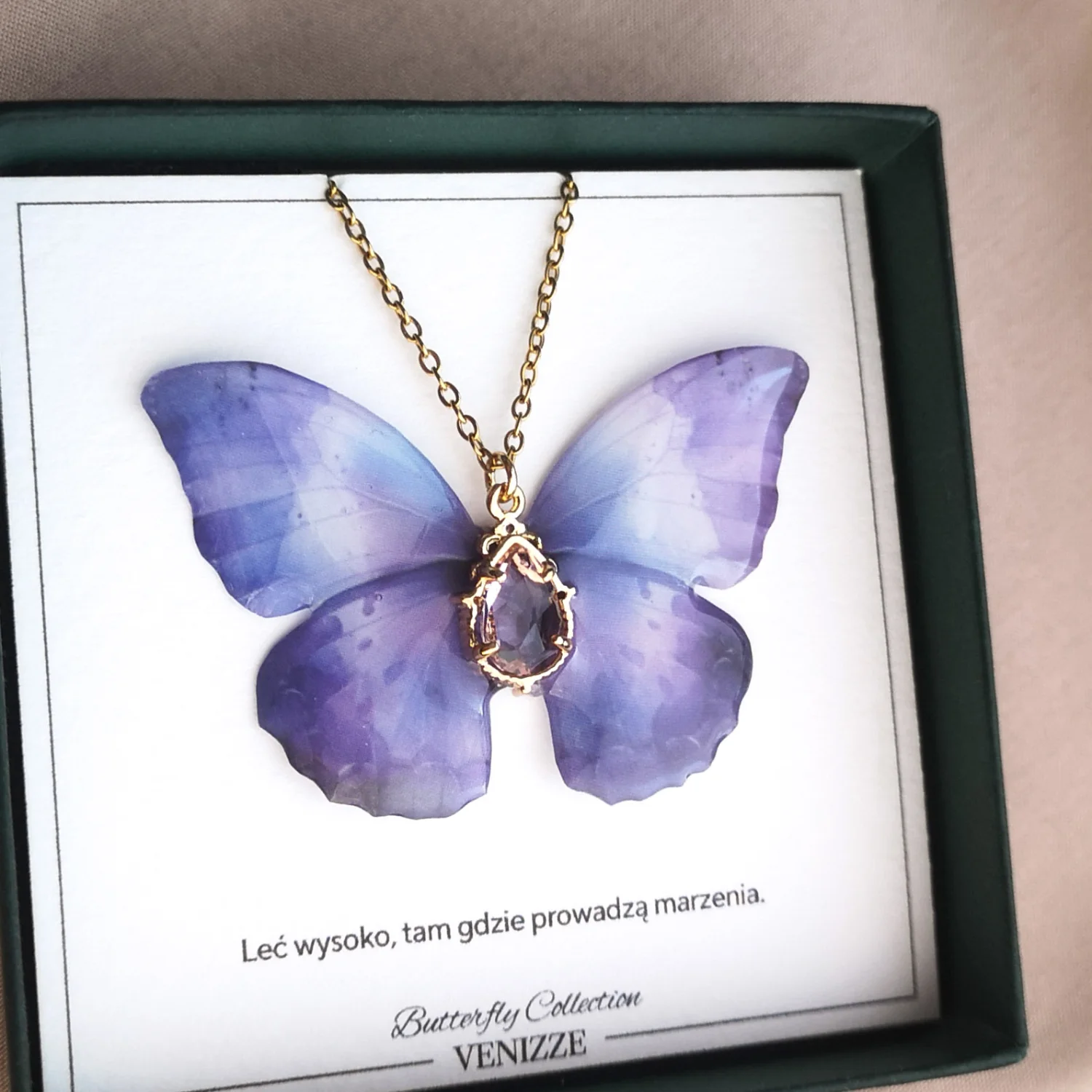Naszyjnik motyl lilac bloom z cyrkonią - obrazek 4