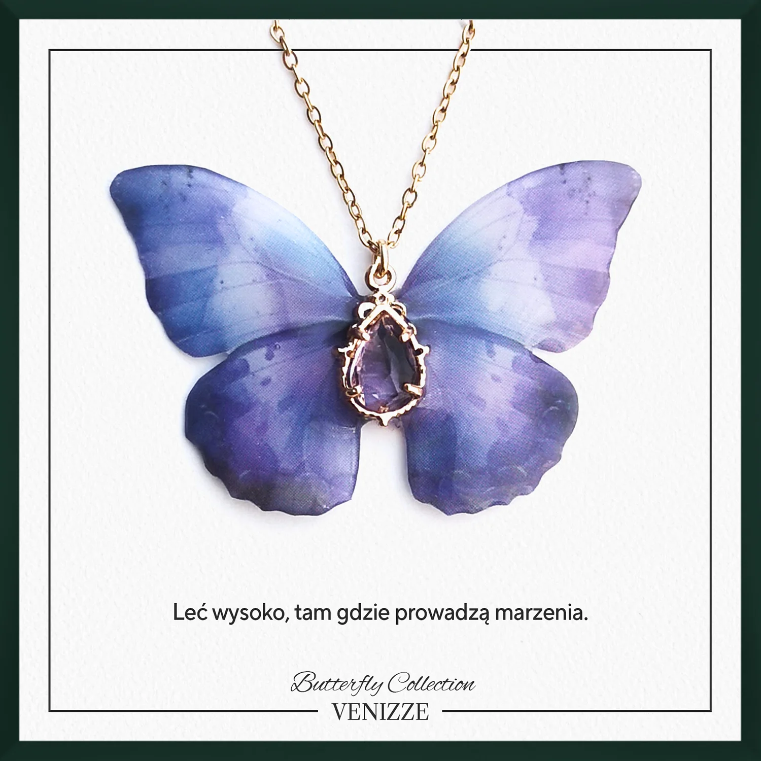 Naszyjnik motyl lilac bloom z cyrkonią