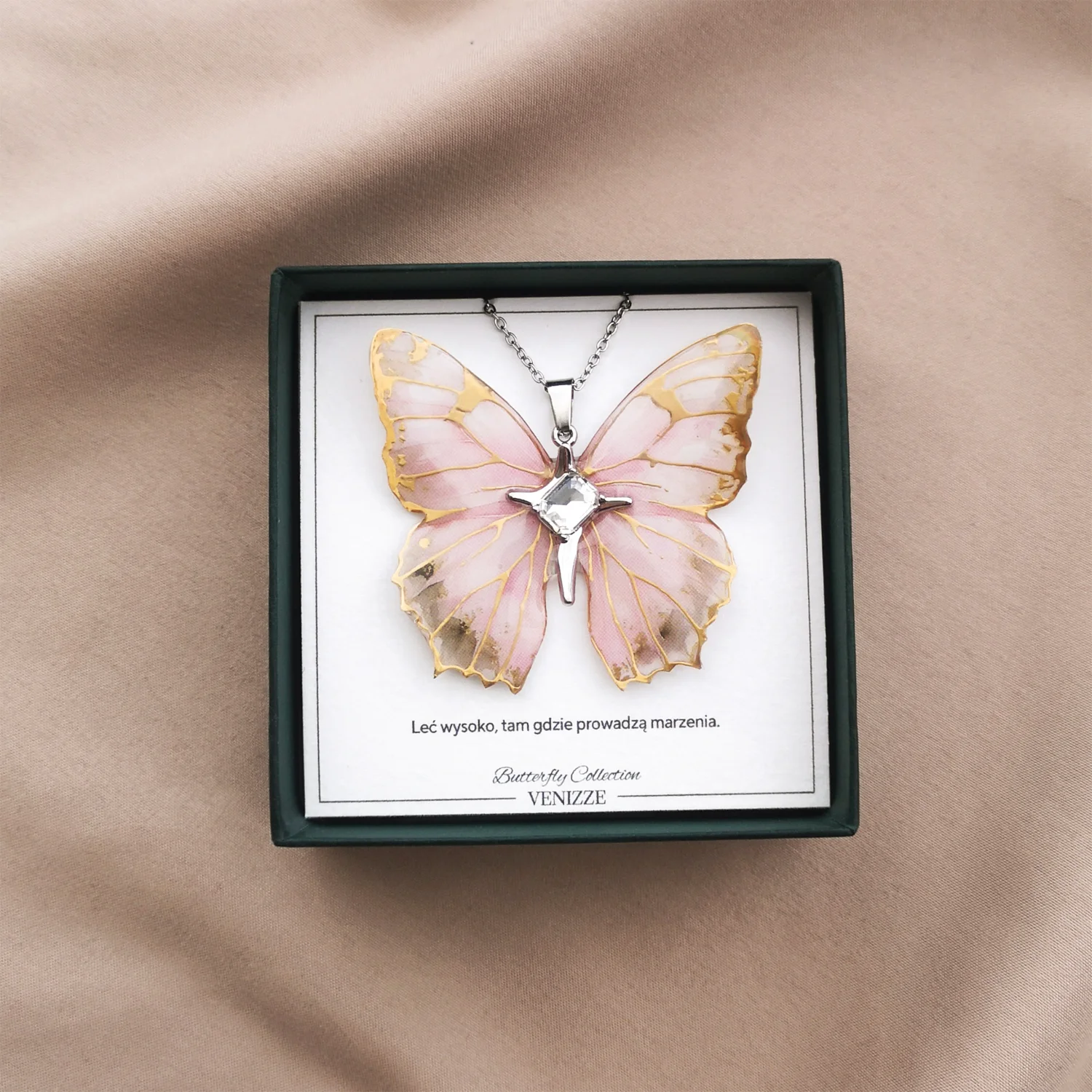Naszyjnik motyl rosy horizon z kamieniem ozdobnym - obrazek 6