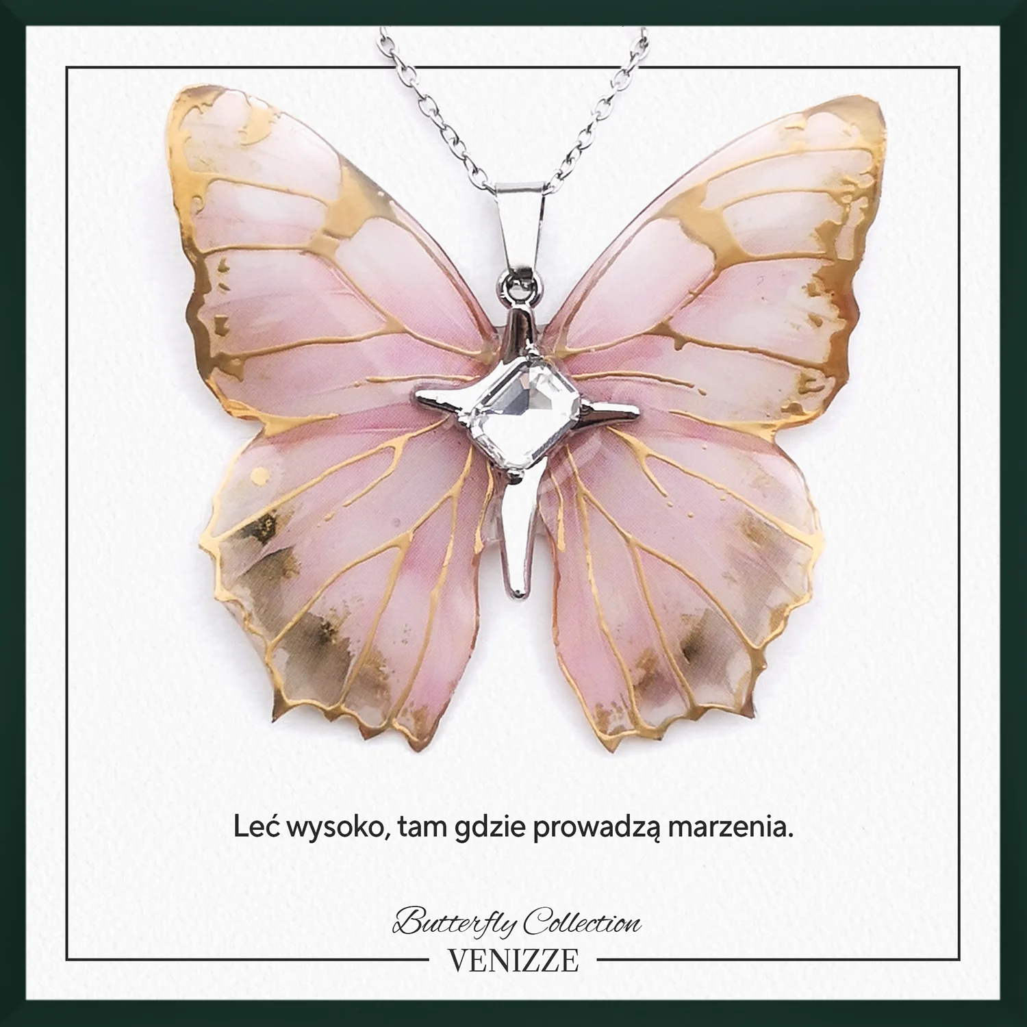 Naszyjnik motyl rosy horizon z kamieniem ozdobnym