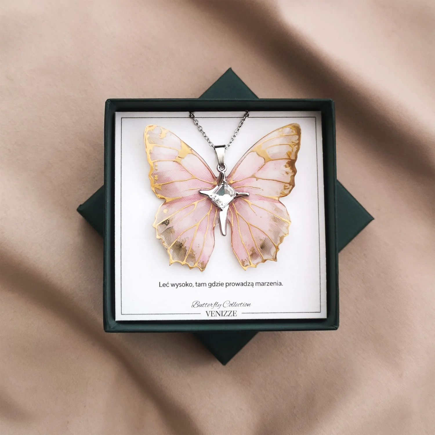 Naszyjnik motyl rosy horizon z kamieniem ozdobnym - obrazek 5