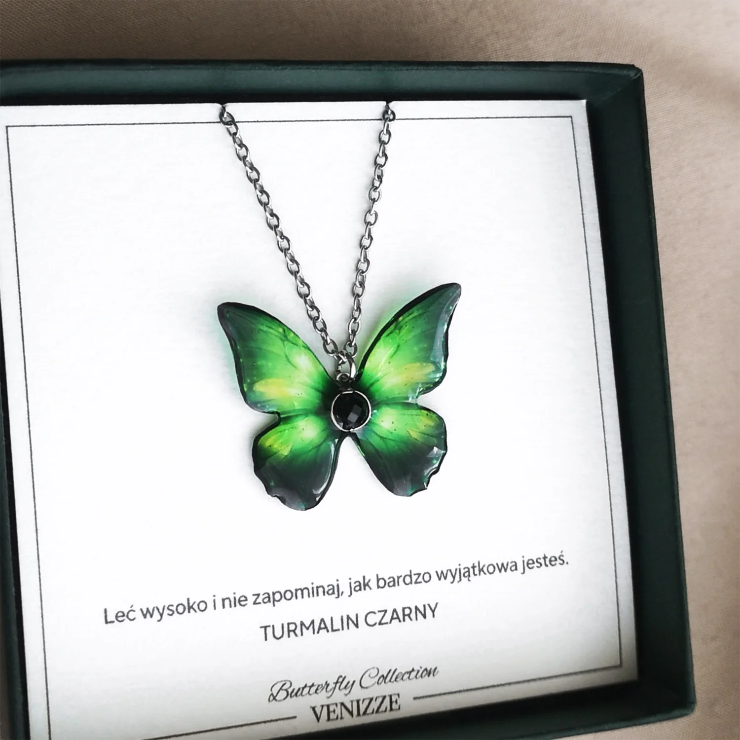 Naszyjnik motyl jungle awakening z czarnym turmalinem - obrazek 4