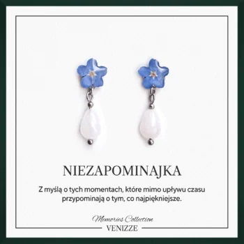 Kolczyki sztyfty niezapominajki pokryte żywicą z kamieniem naturalnym