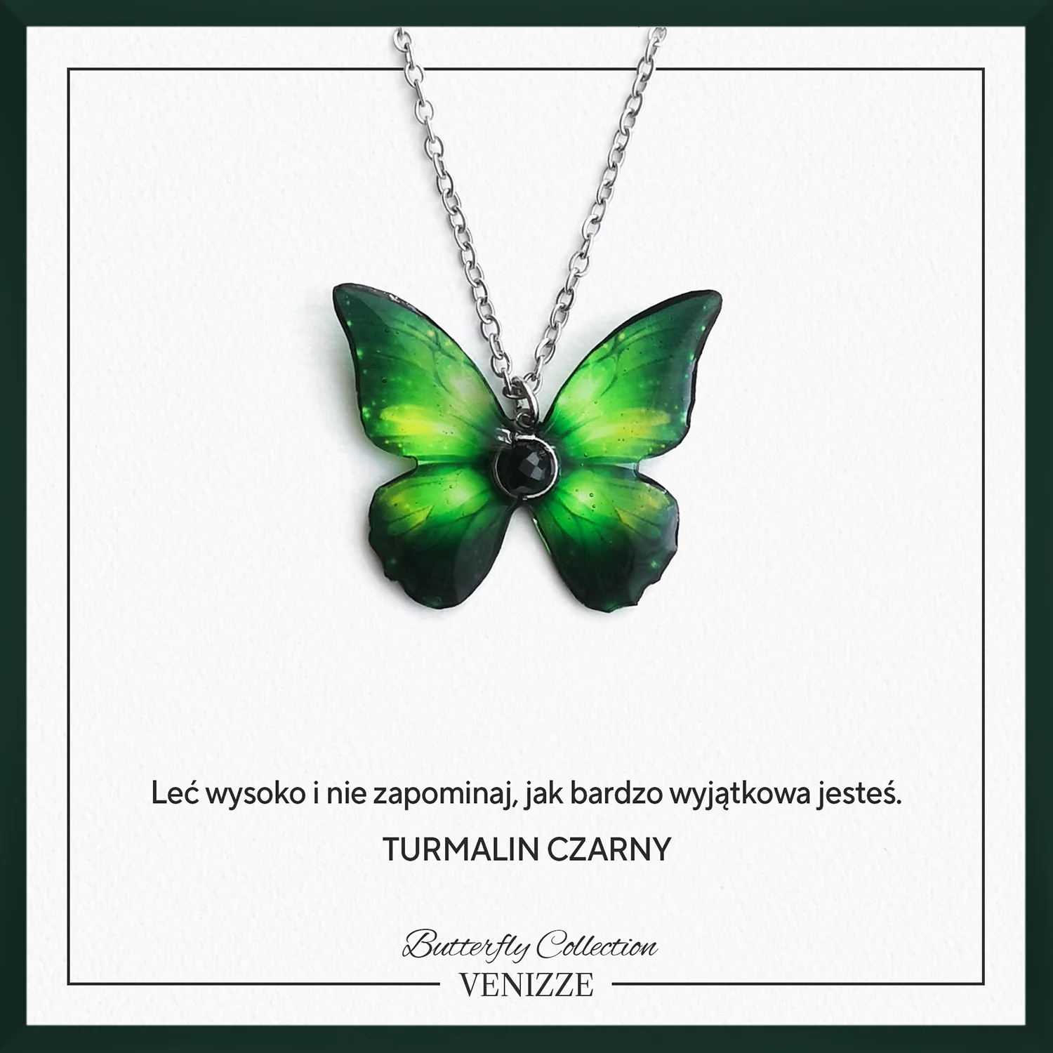 Naszyjnik motyl jungle awakening z czarnym turmalinem