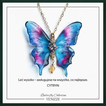 Naszyjnik motyl illusion flight z cytrynem i cyrkonią
