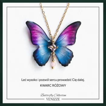 Naszyjnik motyl magic mirage z kwarcem i cyrkonią