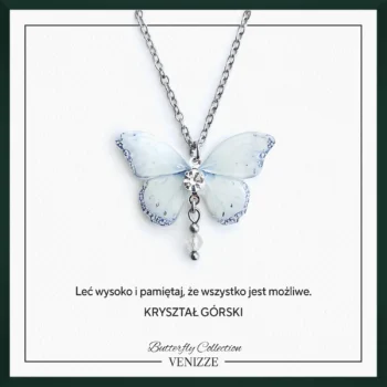 Naszyjnik motyl frost crystal z kryształem górskim i cyrkonią