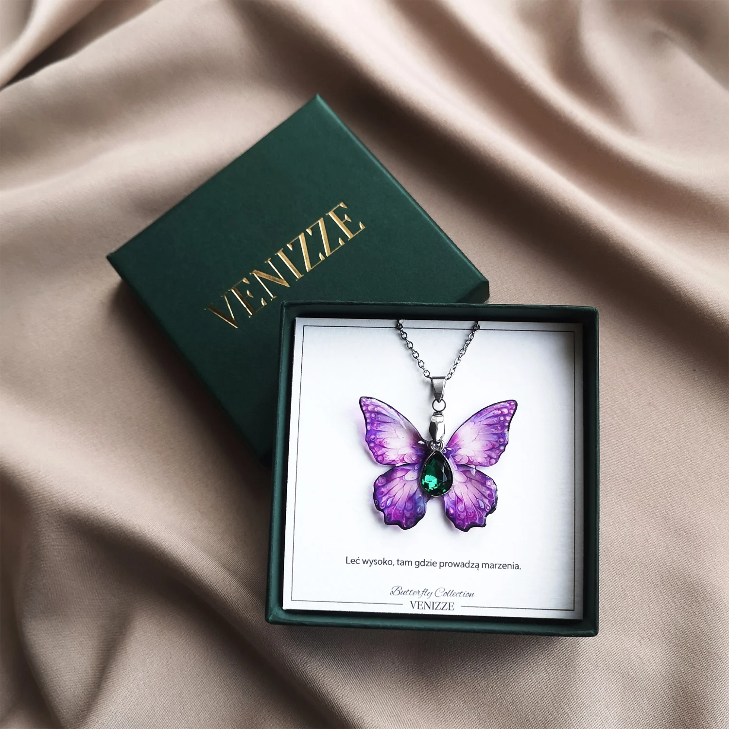 Naszyjnik motyl violet haze z cyrkonią - obrazek 2