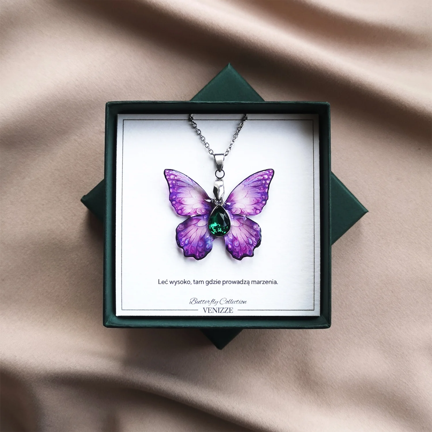 Naszyjnik motyl violet haze z cyrkonią - obrazek 5