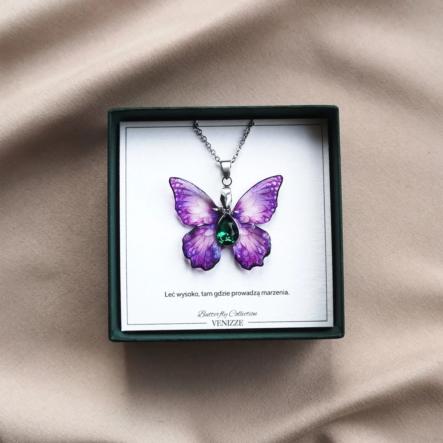 Naszyjnik motyl violet haze z cyrkonią - obrazek 6