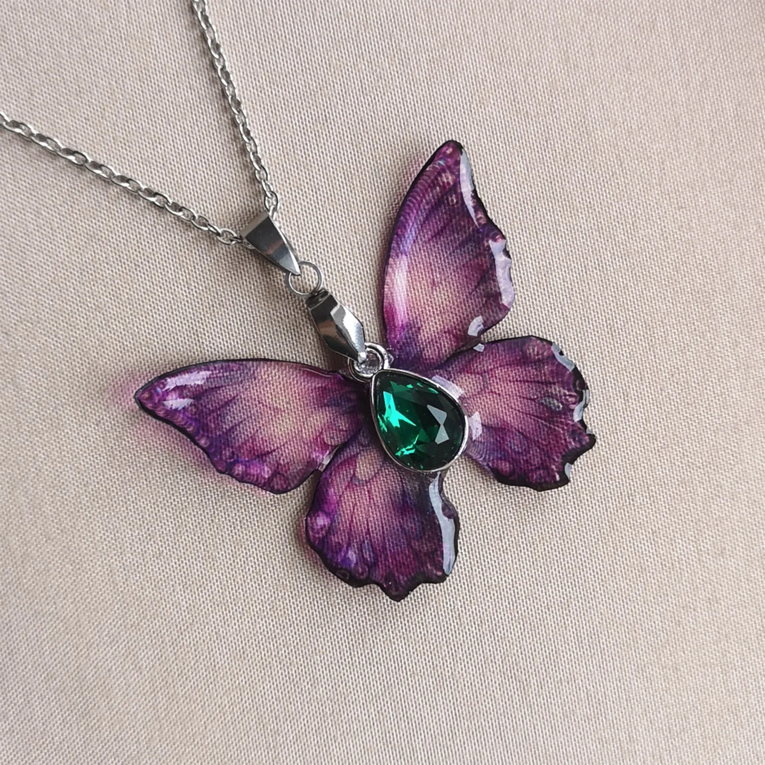 Naszyjnik motyl violet haze z cyrkonią - obrazek 7