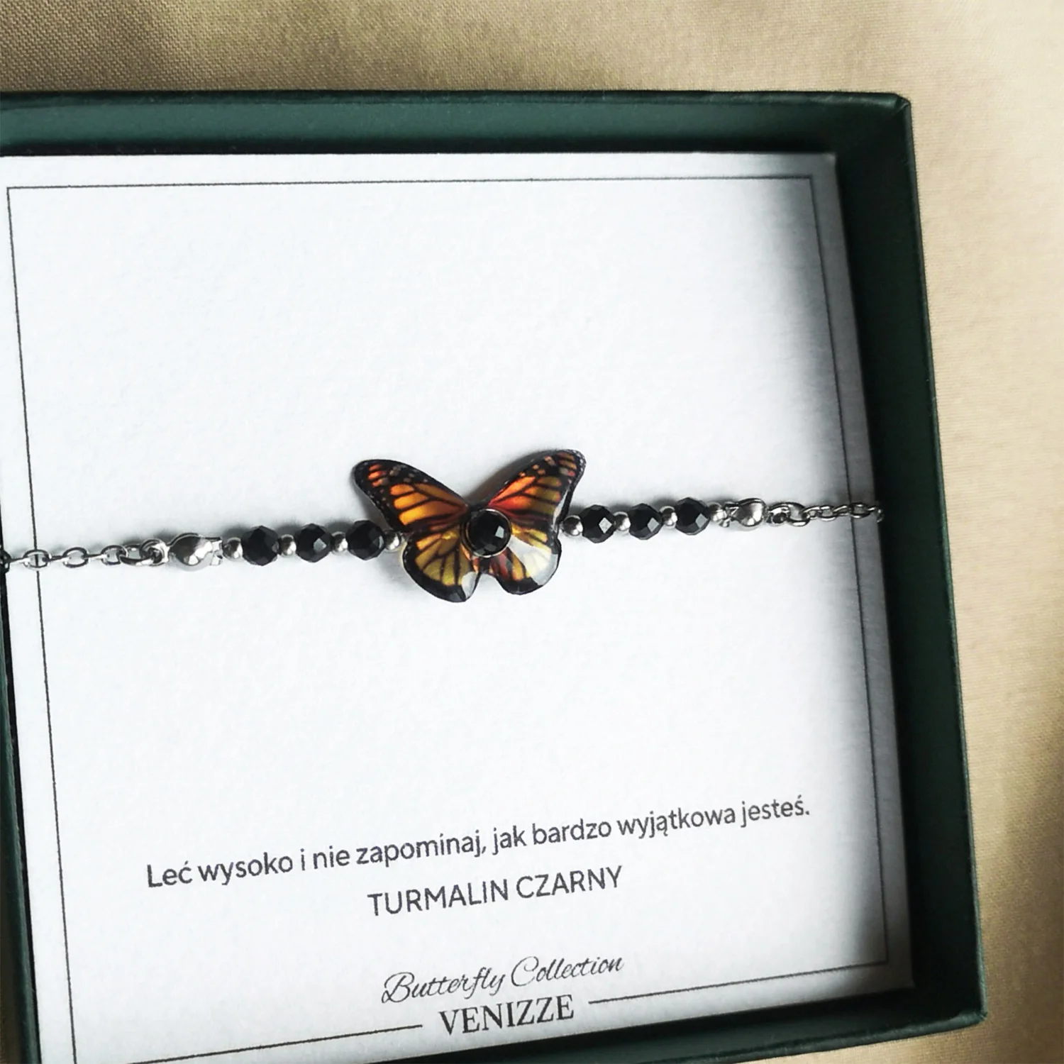 Bransoletka motyl yellow sun z turmalinem czarnym - obrazek 6