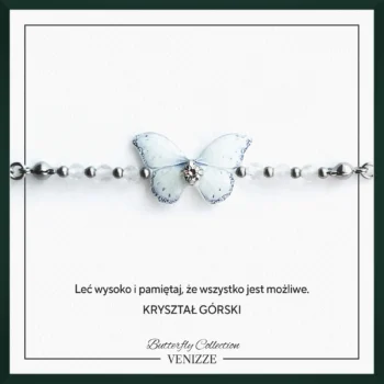 Bransoletka motyl frost crystal z kryształem górskim i cyrkonią