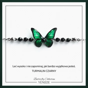 Bransoletka motyl fern flutter z czarnym turmalinem