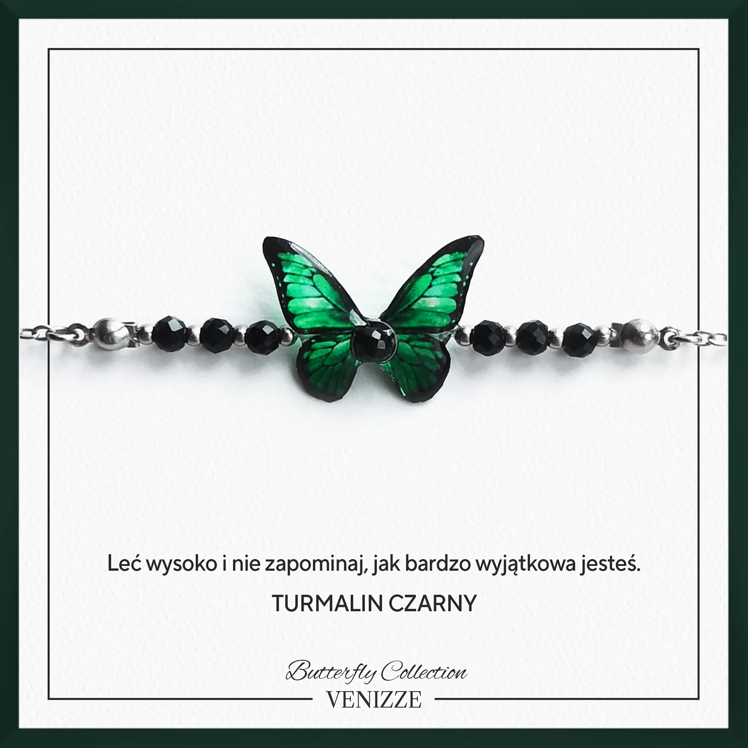 Bransoletka motyl fern flutter z czarnym turmalinem