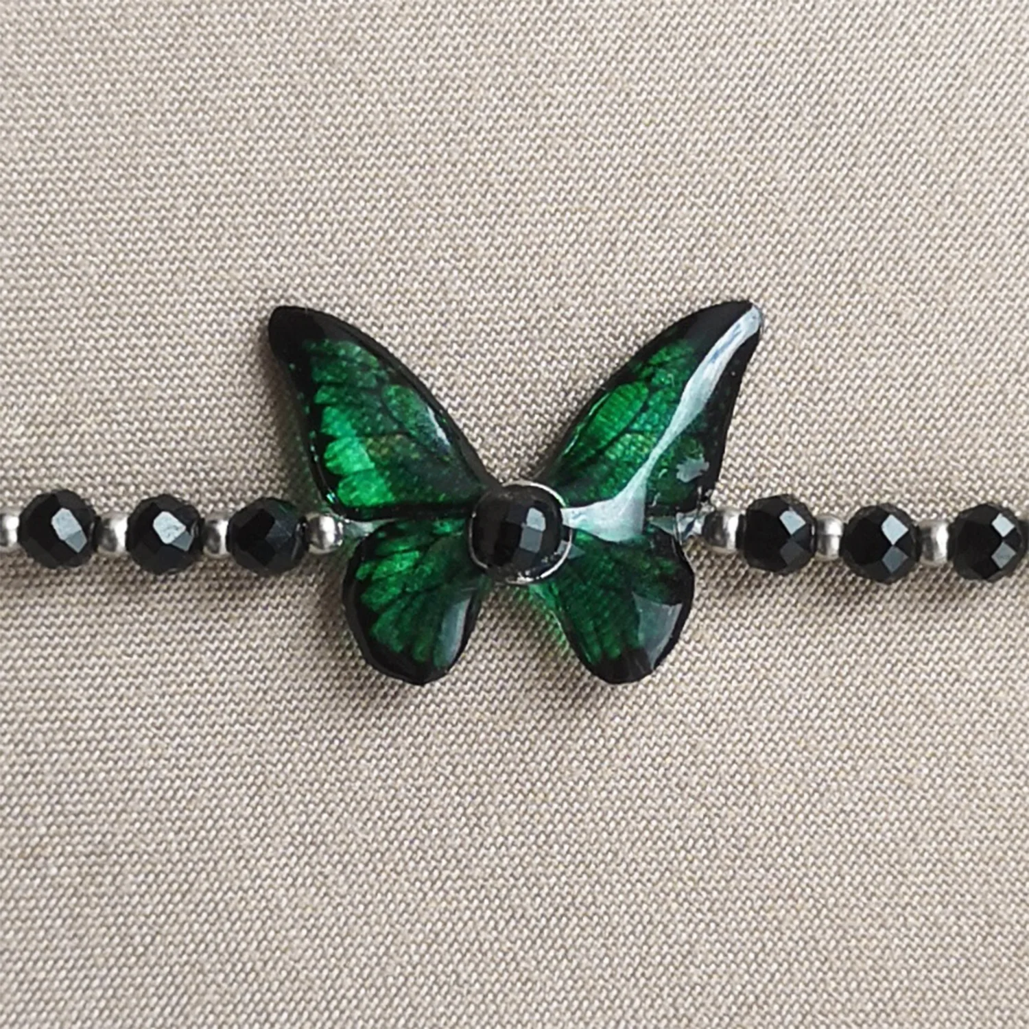 Bransoletka motyl fern flutter z czarnym turmalinem - obrazek 5