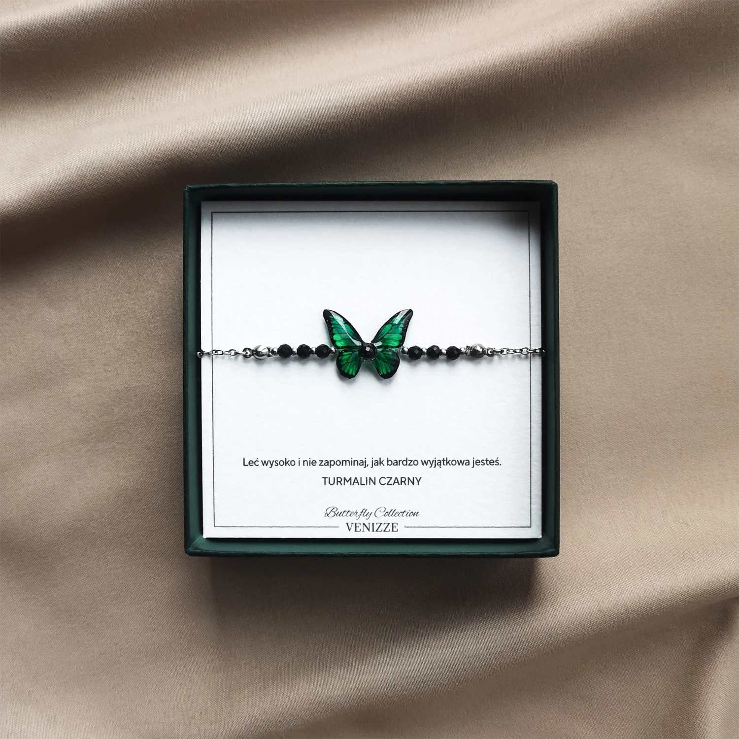 Bransoletka motyl fern flutter z czarnym turmalinem - obrazek 8