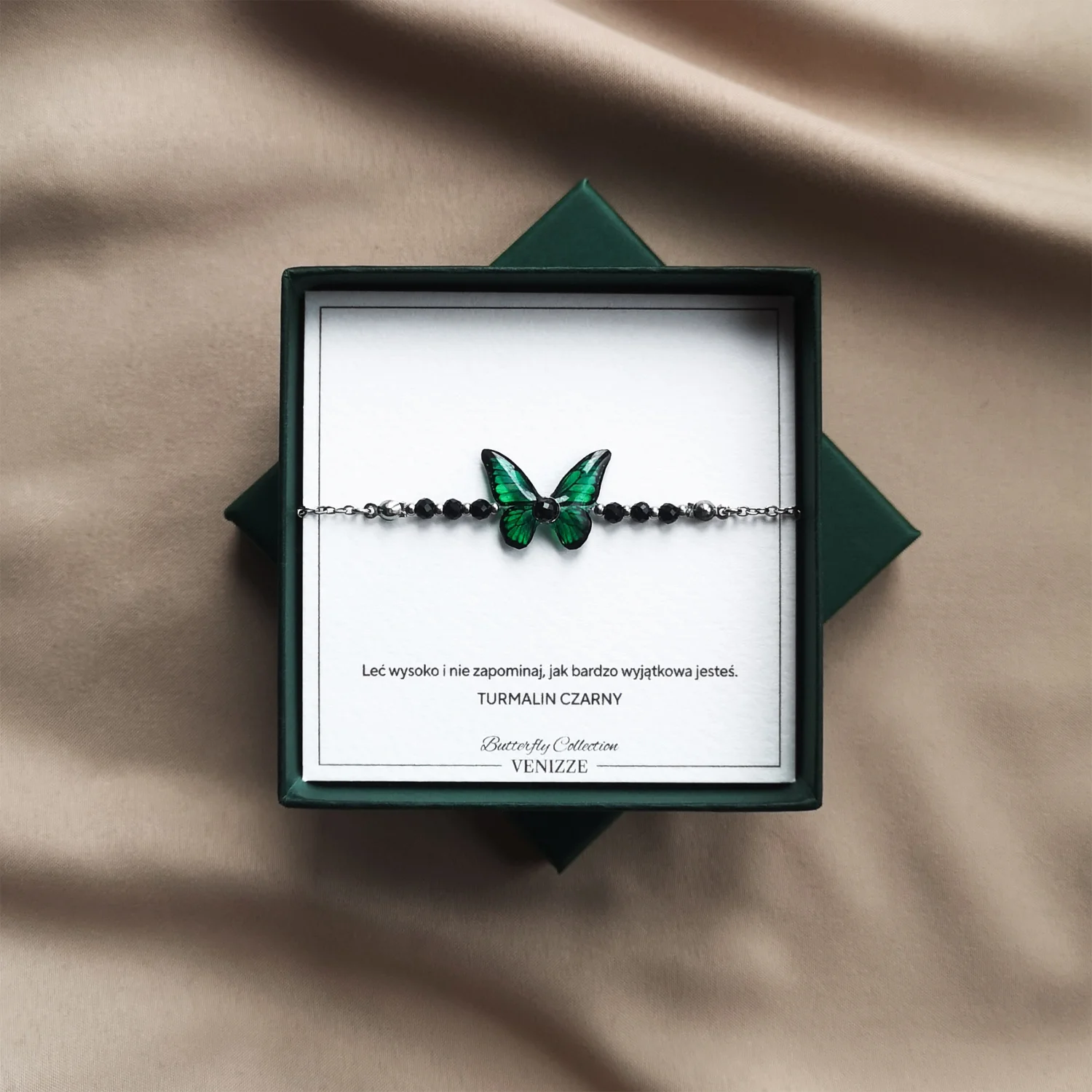 Bransoletka motyl fern flutter z czarnym turmalinem - obrazek 7