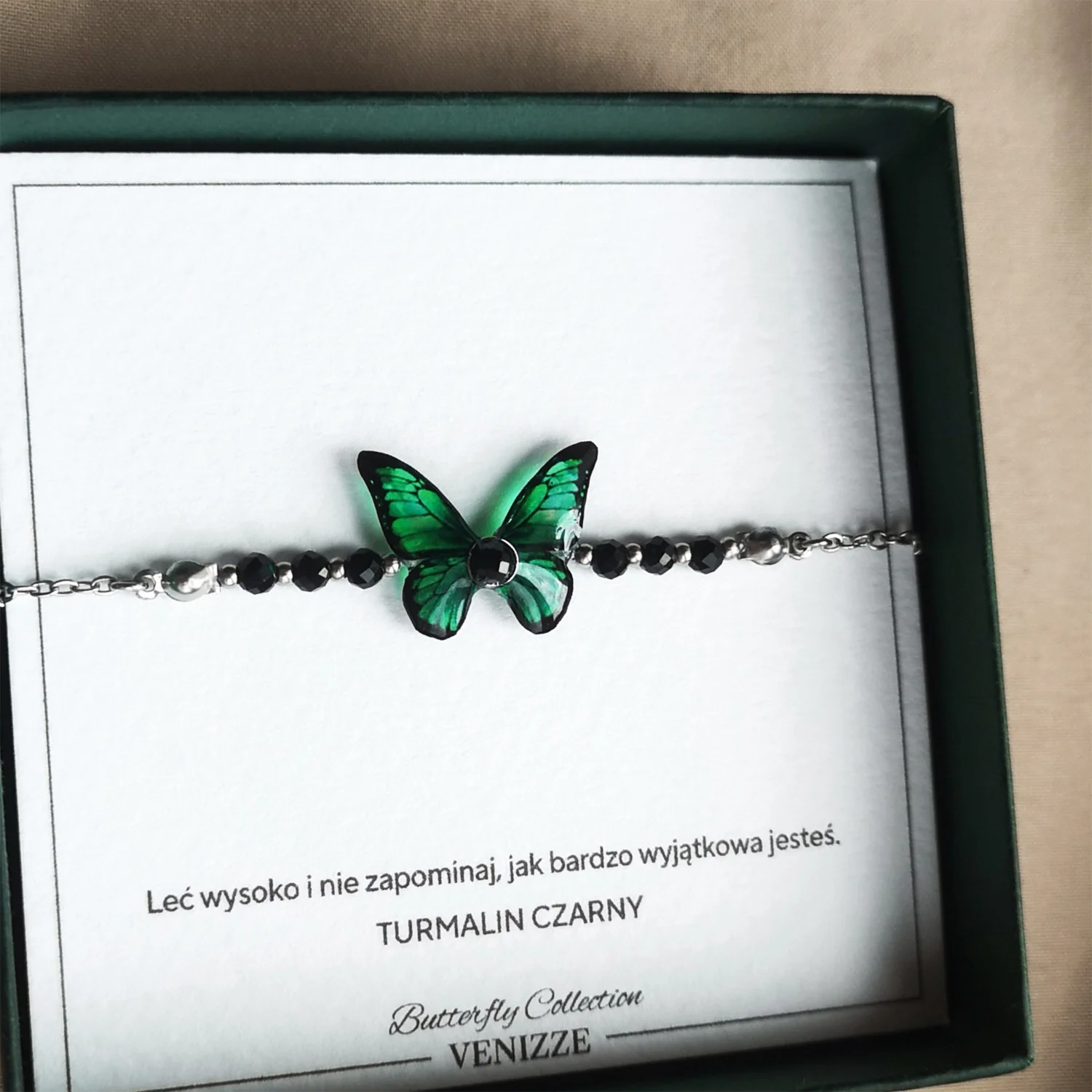 Bransoletka motyl fern flutter z czarnym turmalinem - obrazek 6