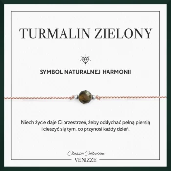 Bransoletka szczęścia z kamieniem naturalnym turmalin zielony